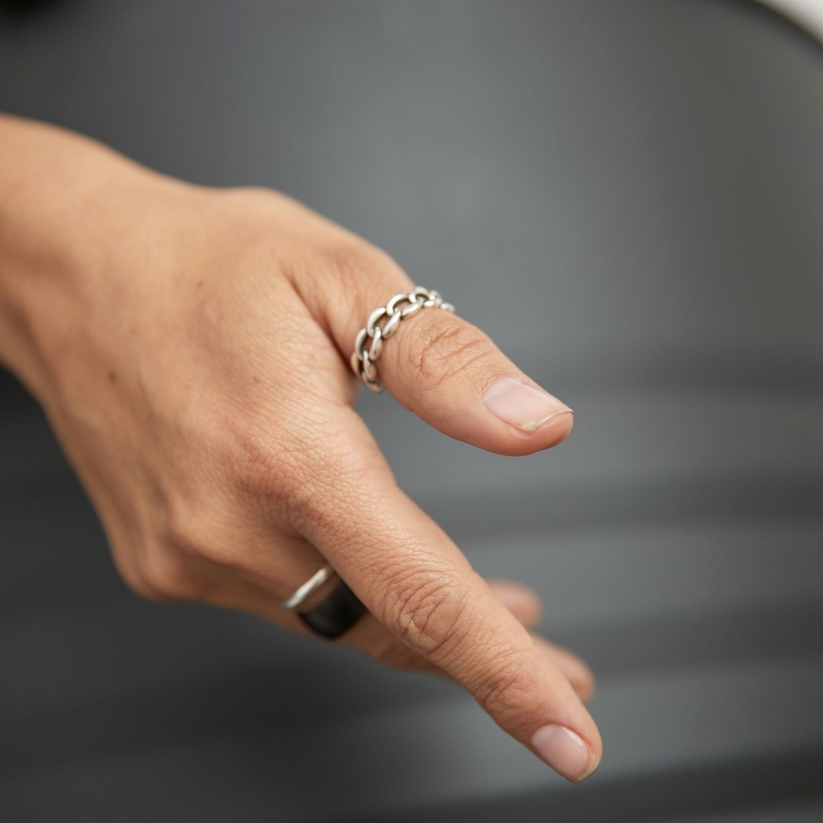Anillo cadena Vintage Unisex - Plata Ajustable