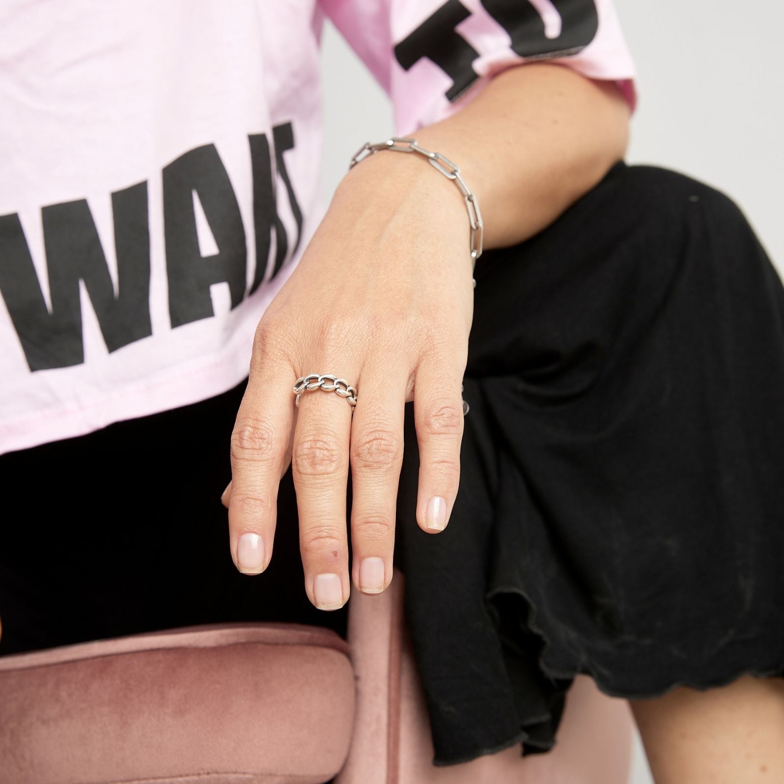 Anillo cadena Vintage Unisex - Plata Ajustable