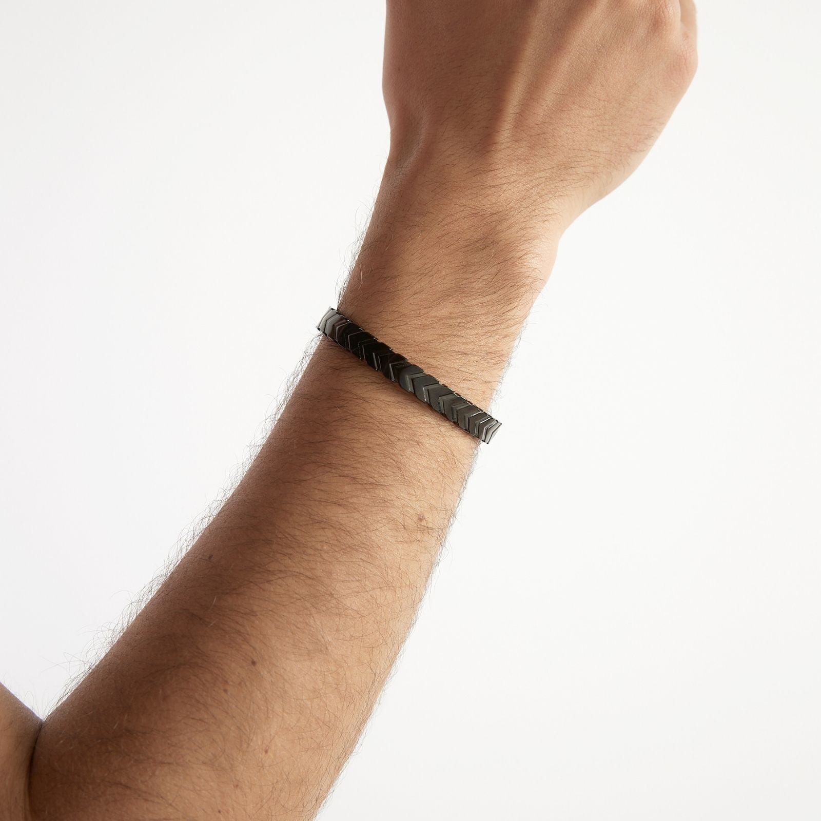 Pulsera Esclava Trenzada 17-19 cm Acero Inoxidable - Negra
