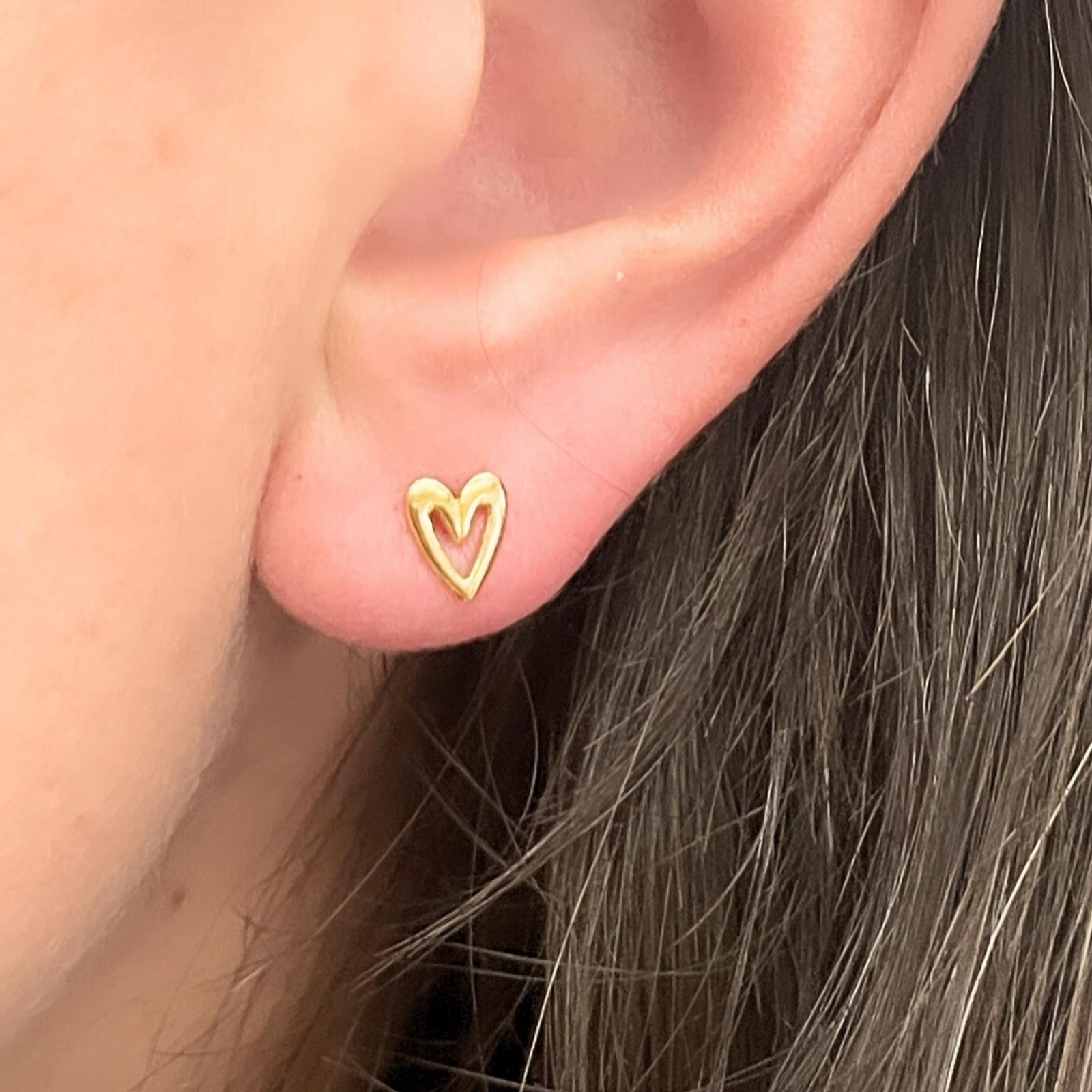 Aros Corazón Dibujado Gold