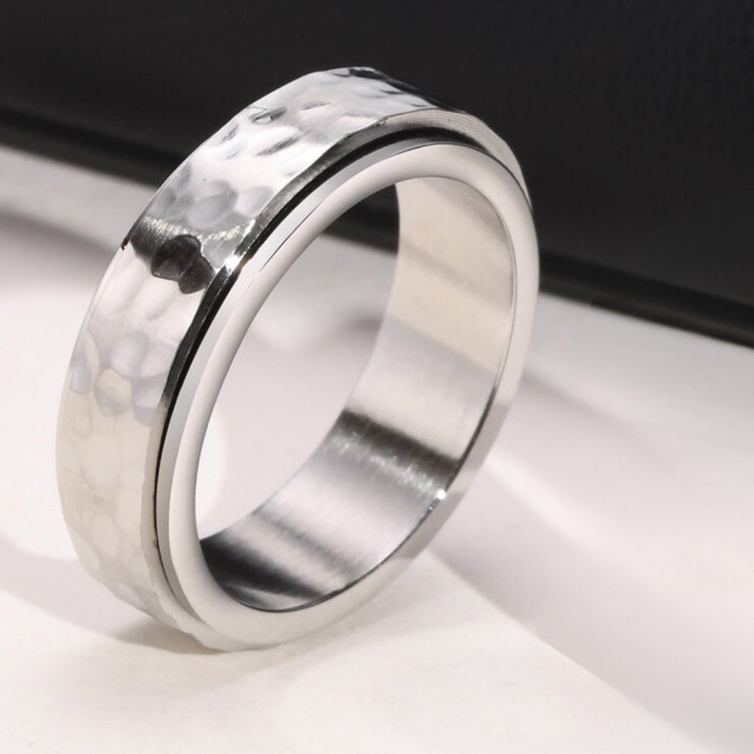 Anillo Machacado giratorio 8mm Acero Inoxidable - Plateado