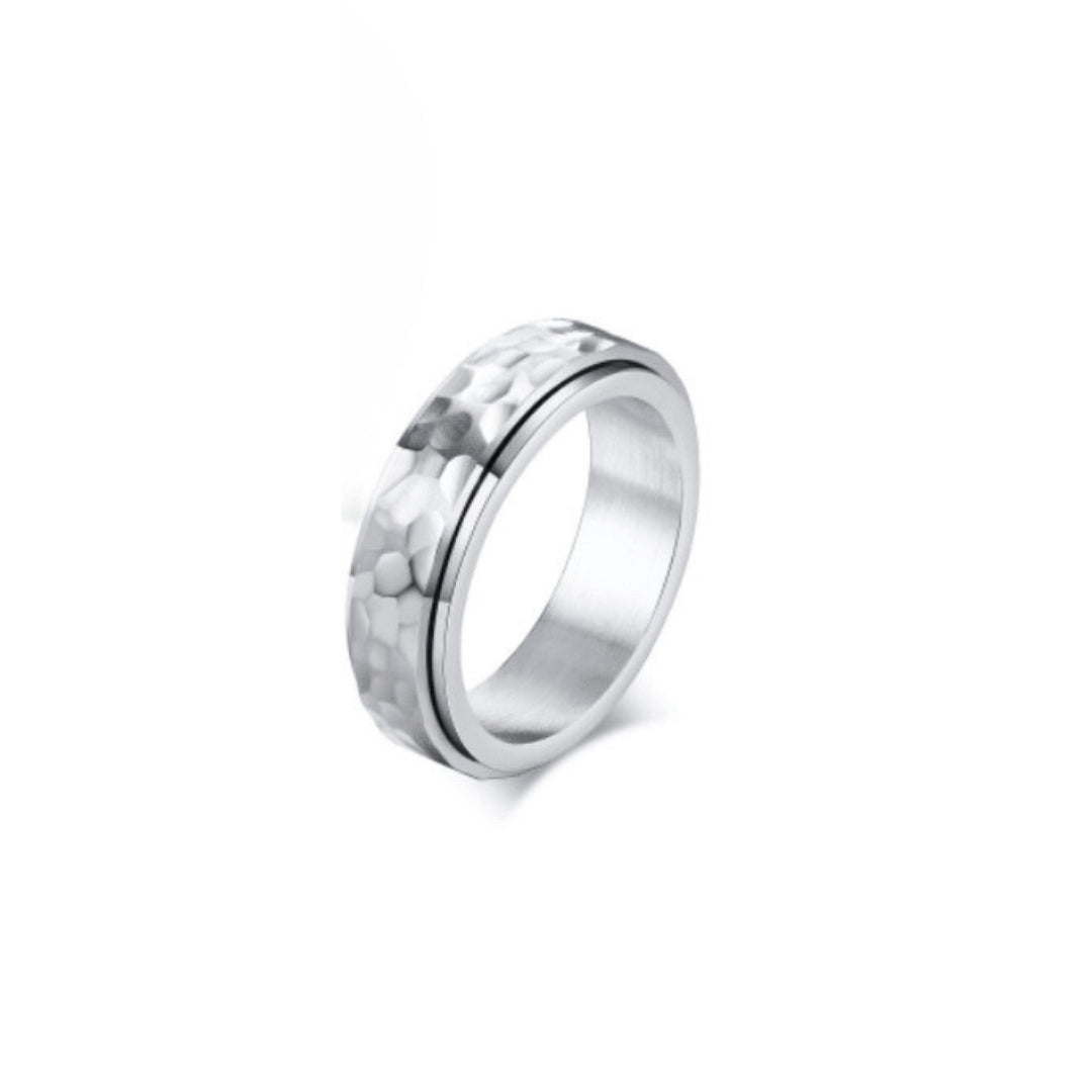 Anillo Machacado giratorio 8mm Acero Inoxidable - Plateado