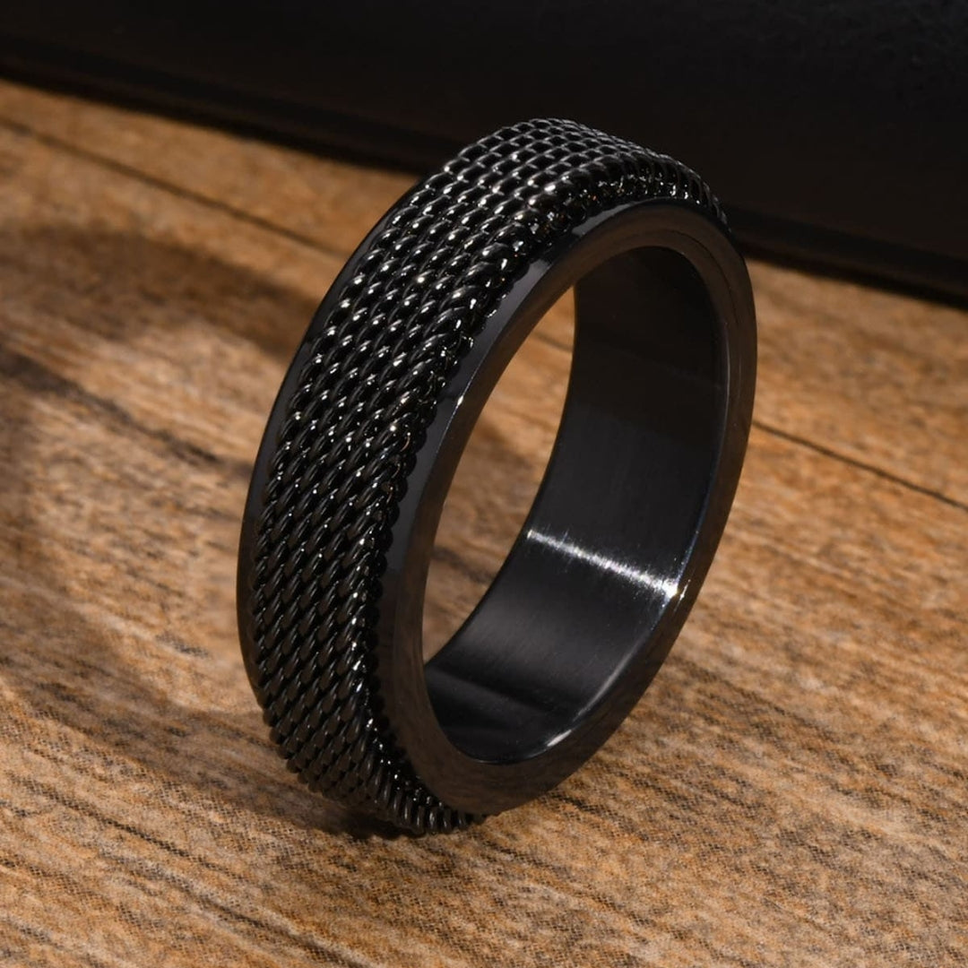 Anillo Trenzado giratorio 6,2 mm Acero Inoxidable - Negro