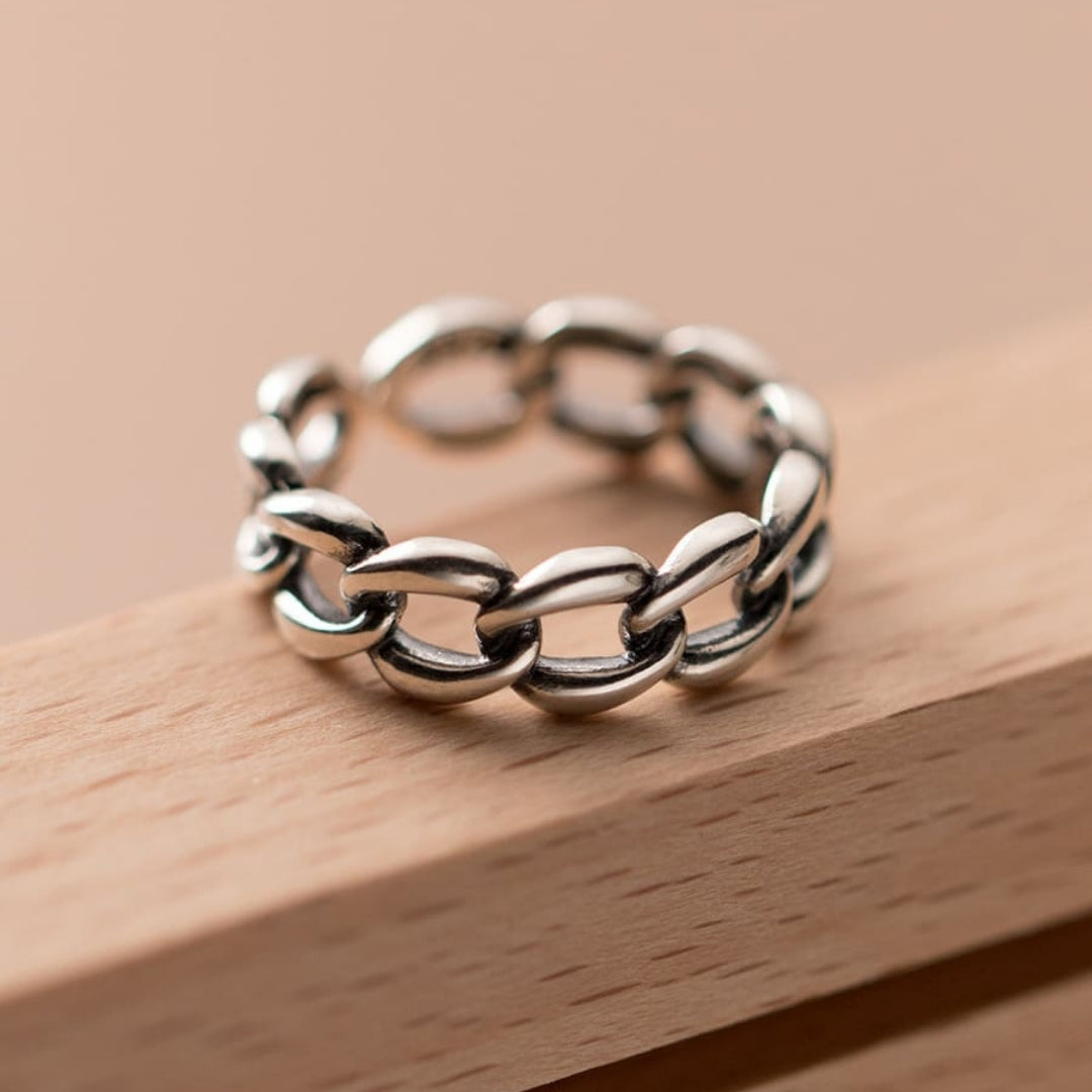 Anillo cadena Vintage Unisex - Plata Ajustable