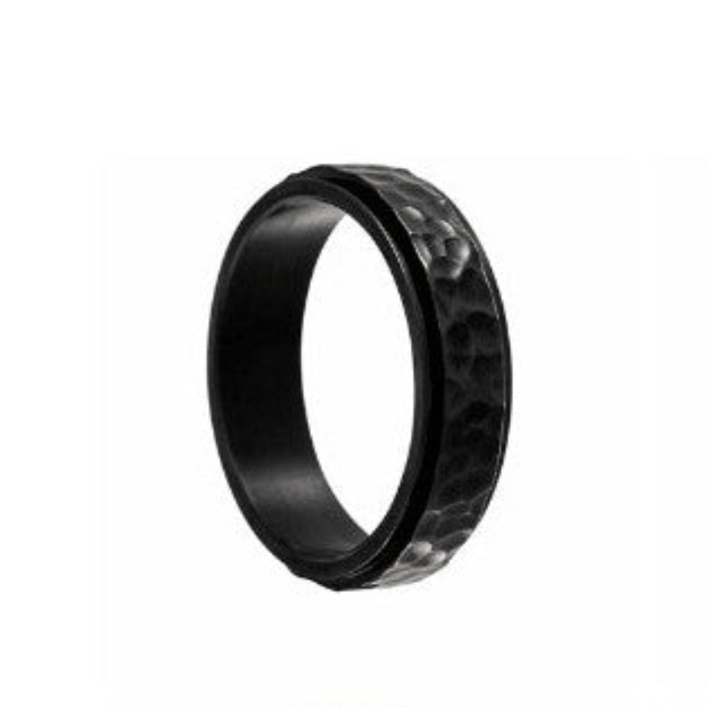 Anillo Machacado giratorio 6mm Acero Inoxidable - Negro