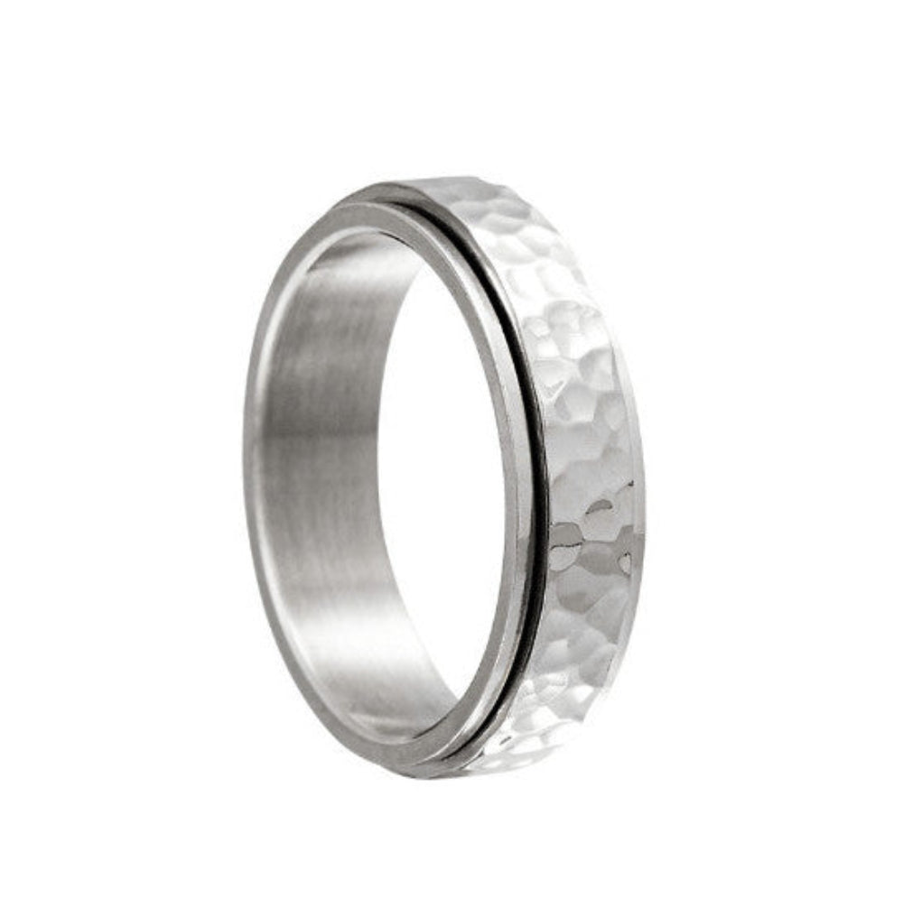 Anillo Machacado giratorio 6mm Acero Inoxidable -Silver