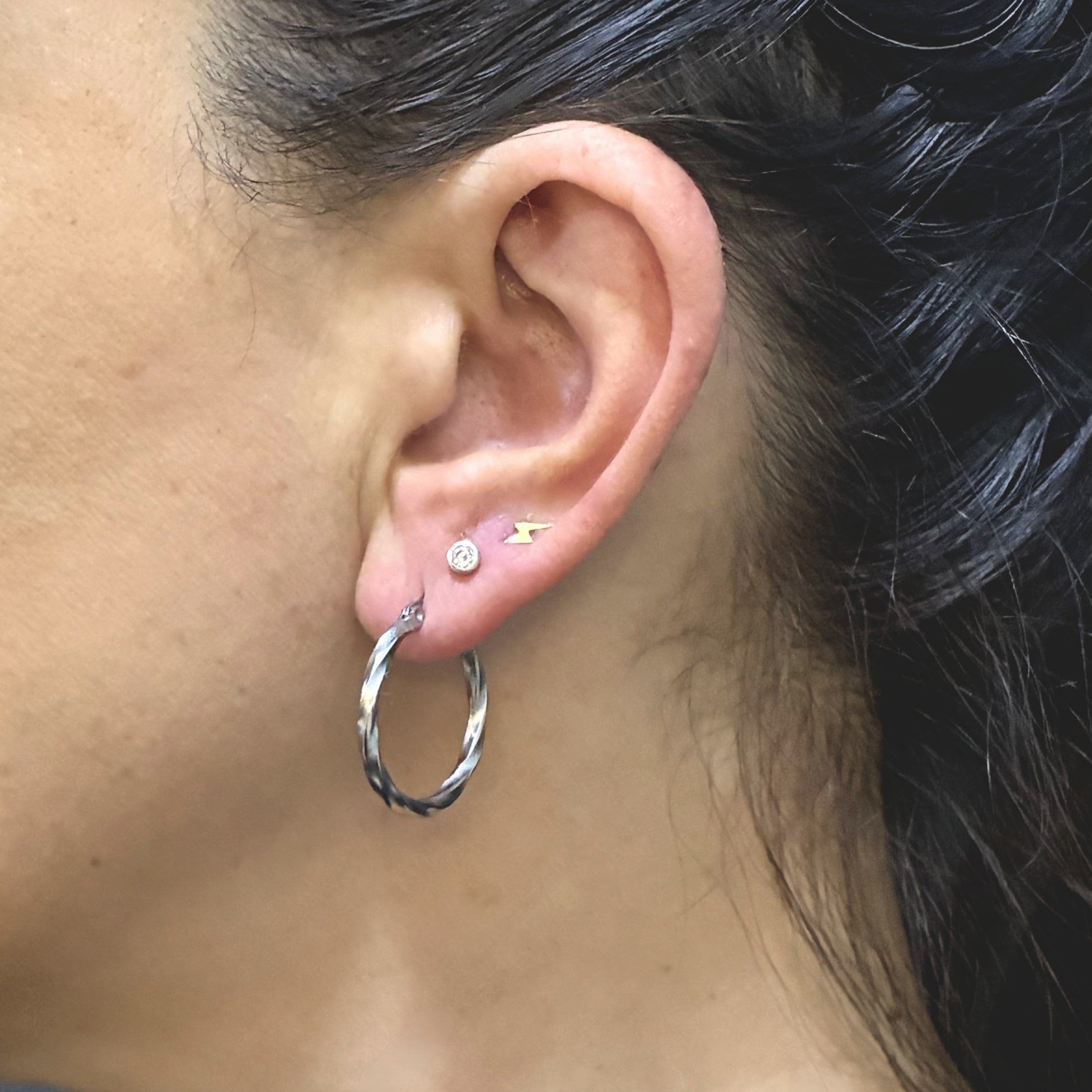 Aros Argolla Corte Diamante 20 mm acero