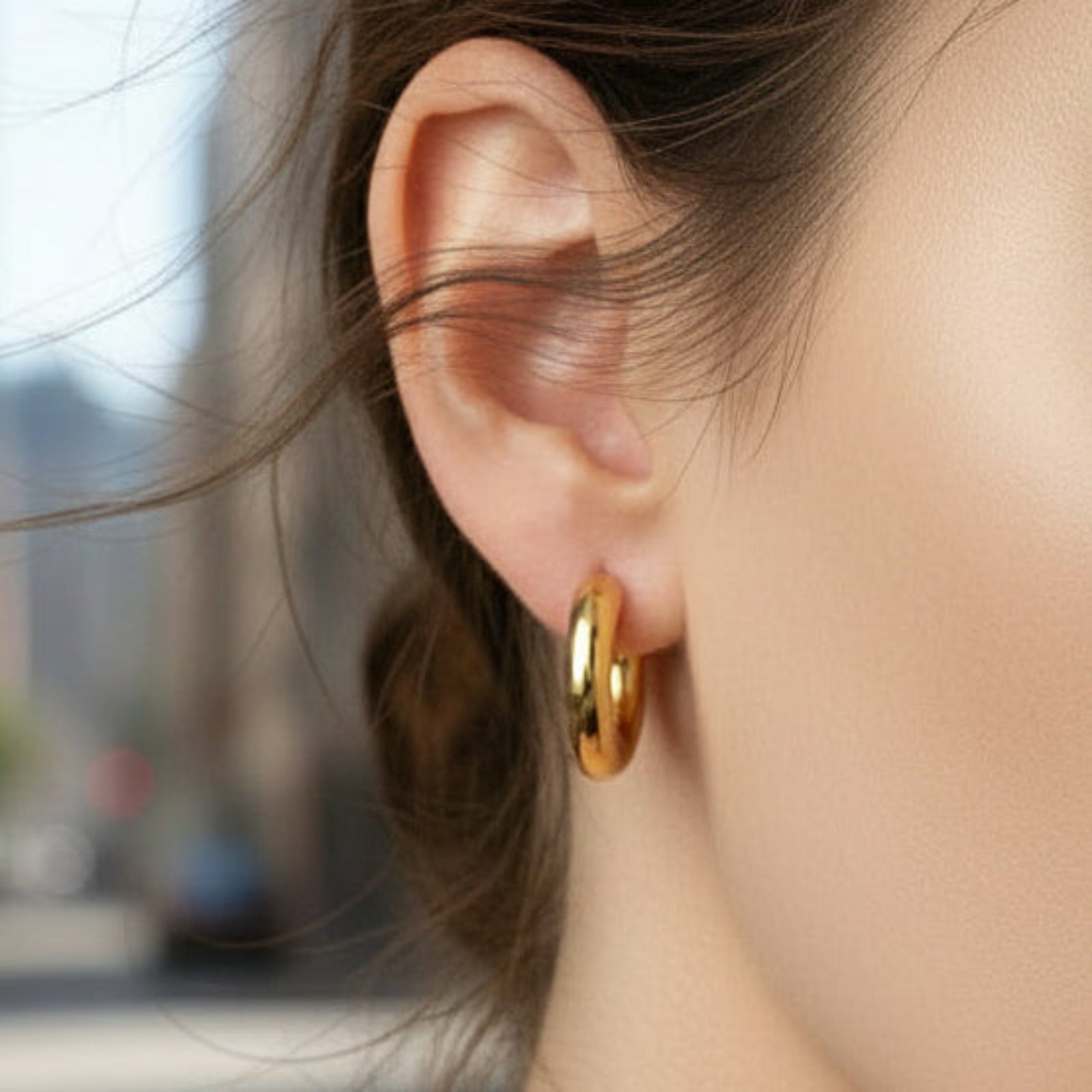 Aros Argolla Big Clip 5x12 mm acero gold