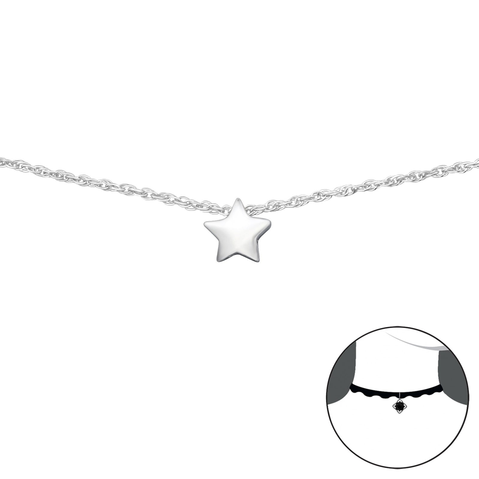 Choker Estrella plata