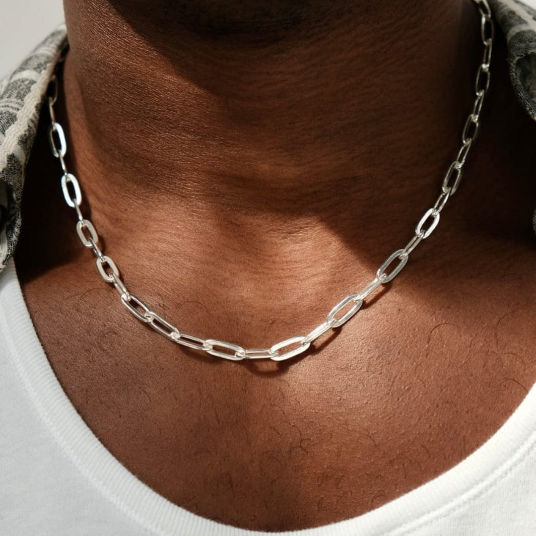 Cadena Unisex Gruesa 50 cm Plata