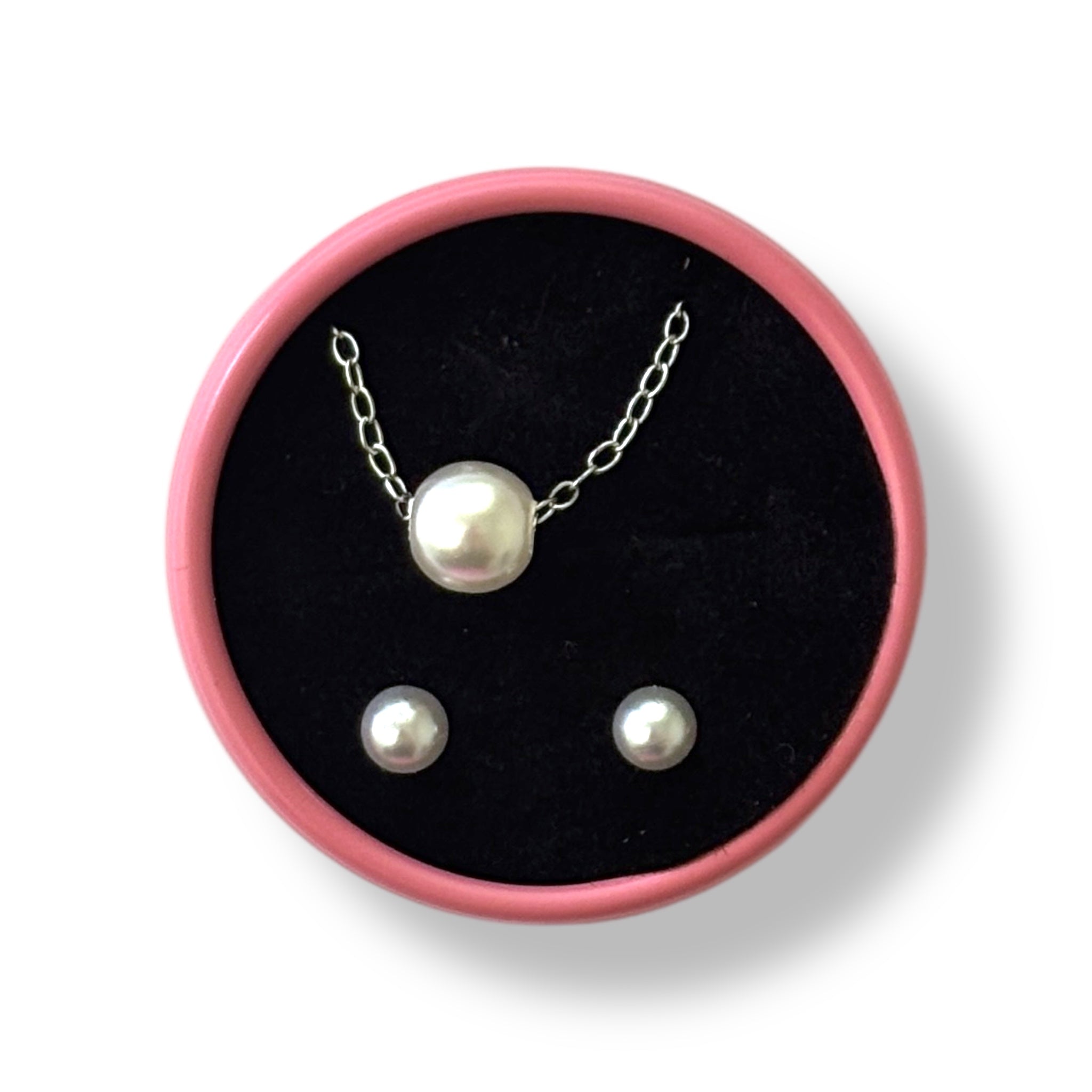 Pack Perlas (Aritos + Collar) Silver