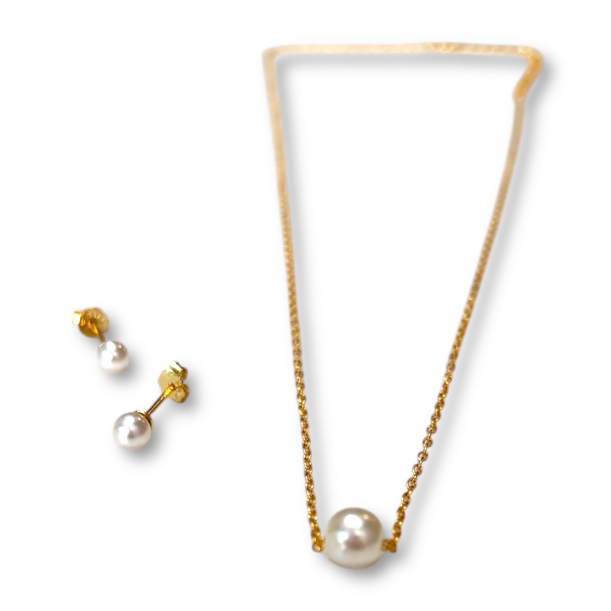 Pack Perlas (Aritos + Collar) Gold