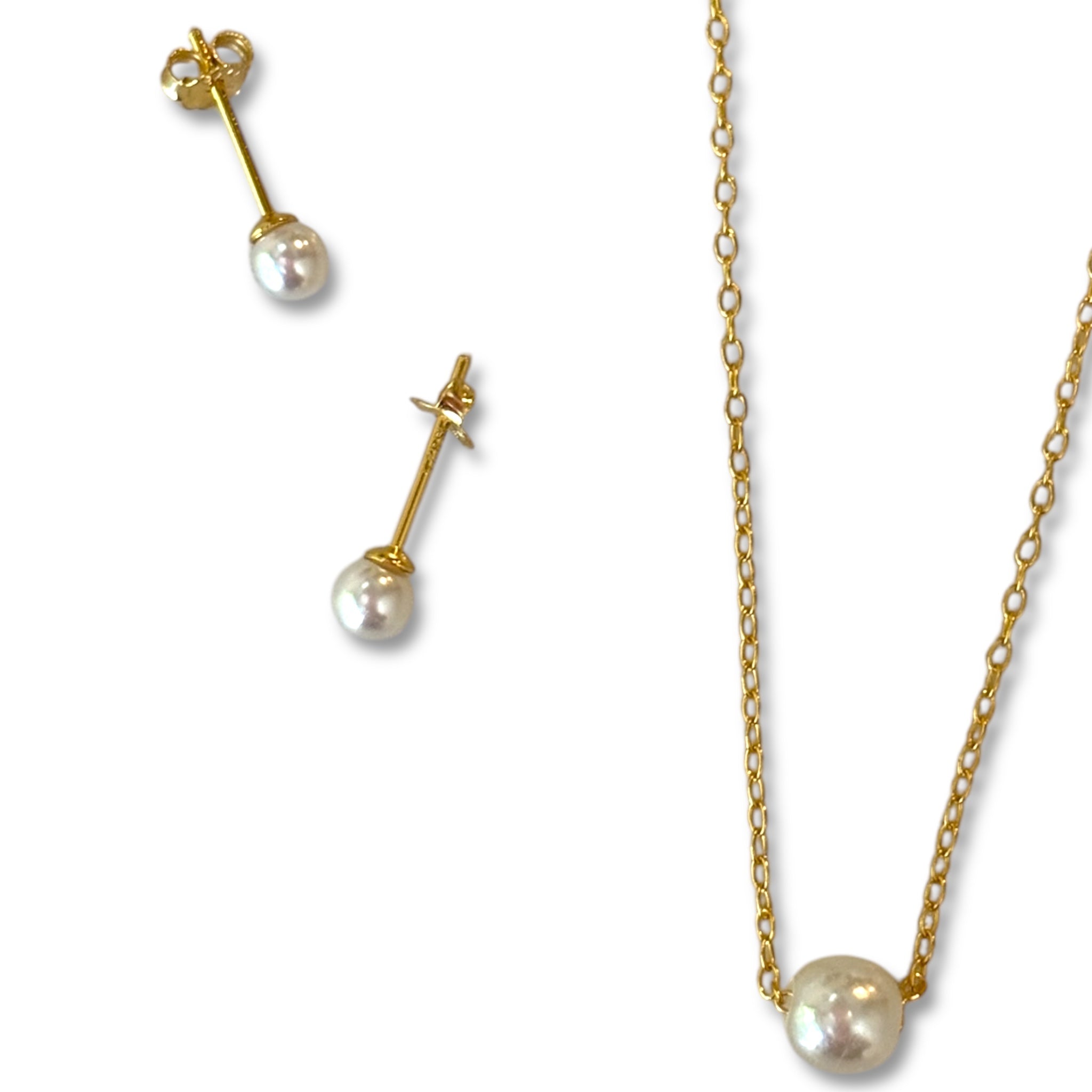 Pack Perlas (Aritos + Collar) Gold