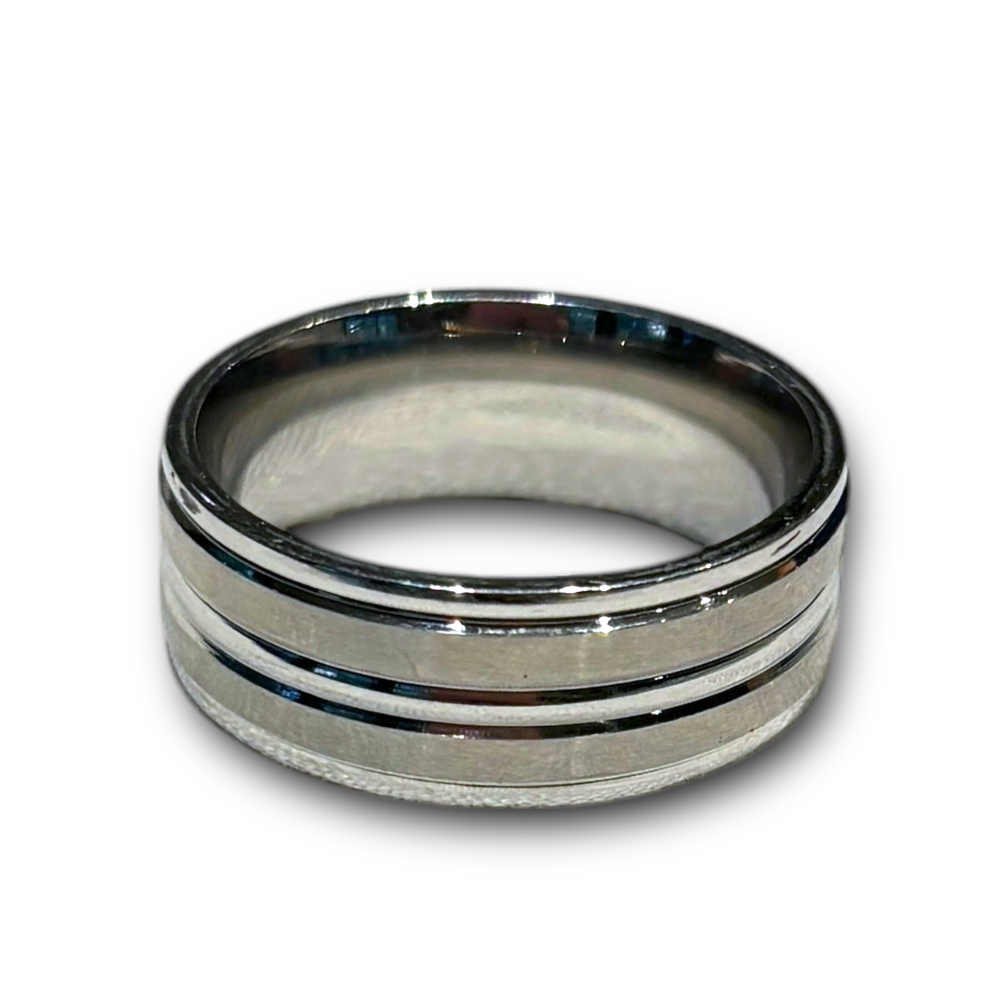 Anillo Unisex Geométrico 3 líneas Caladas - Acero Inoxidable