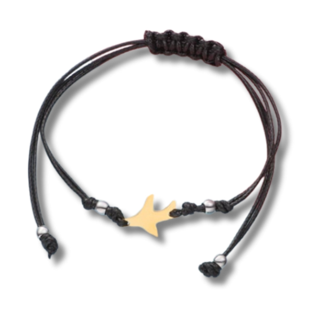Pulsera Amuleto Avión - Acero Inoxidable - Dorado