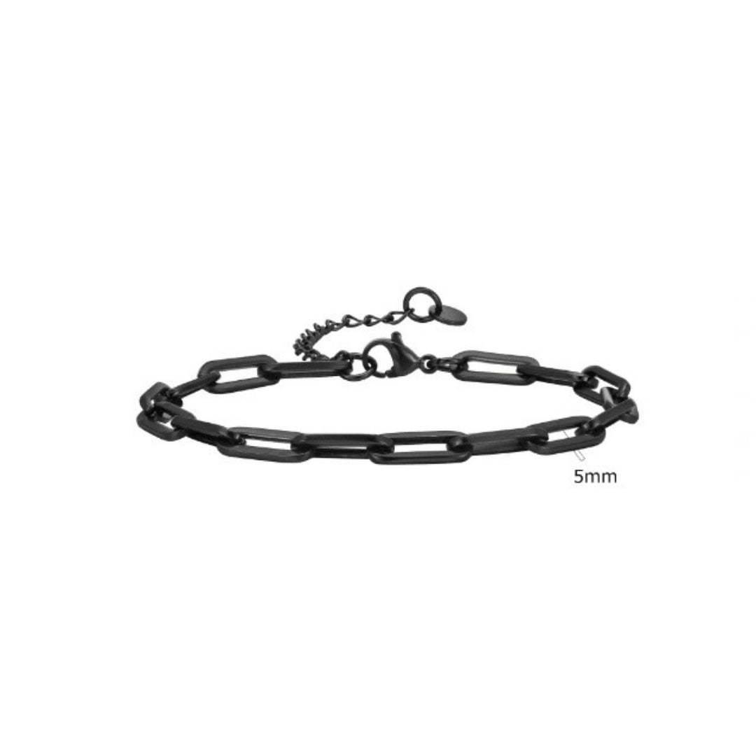 Pulsera Cadena Hip Hop 18,5 cm Acero Inoxidable - Negra