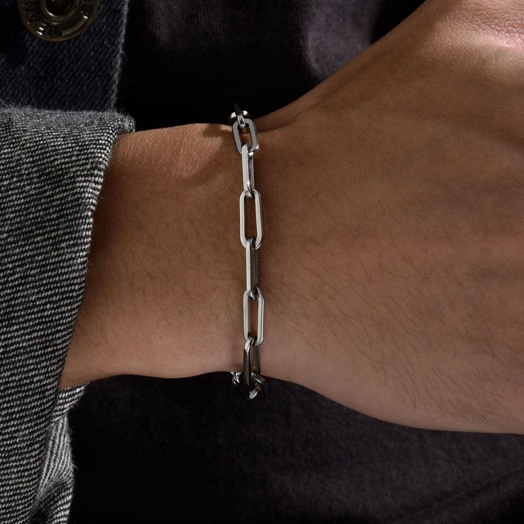 Pulsera Cadena Hip Hop 18,5 cm Acero Inoxidable - Plateada