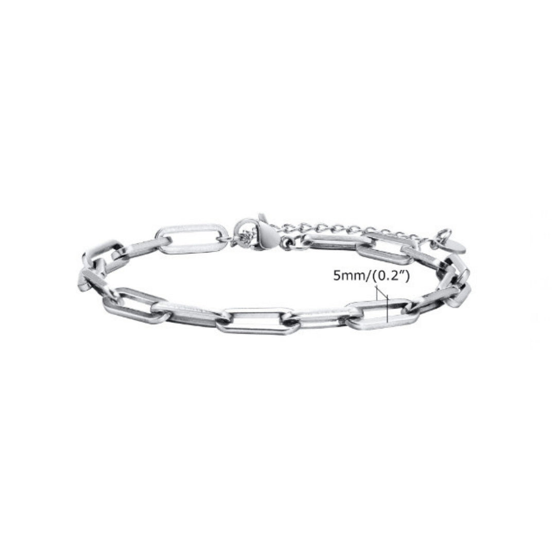 Pulsera Cadena Hip Hop 18,5 cm Acero Inoxidable - Plateada