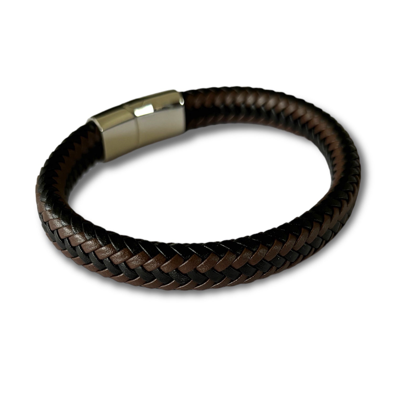 Pulsera unisex Tejido Acero Titanio - Café