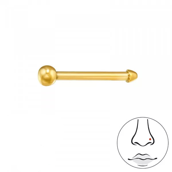 Aro nariz tope bolita 2 mm gold titanio