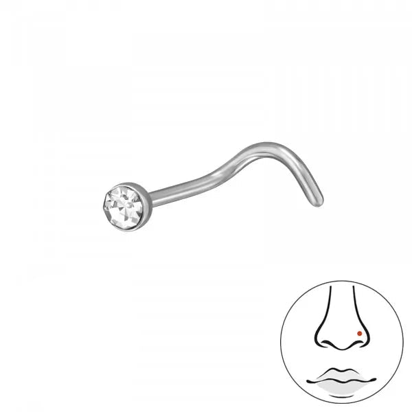 Aro Nariz gancho circón 2 mm titanio