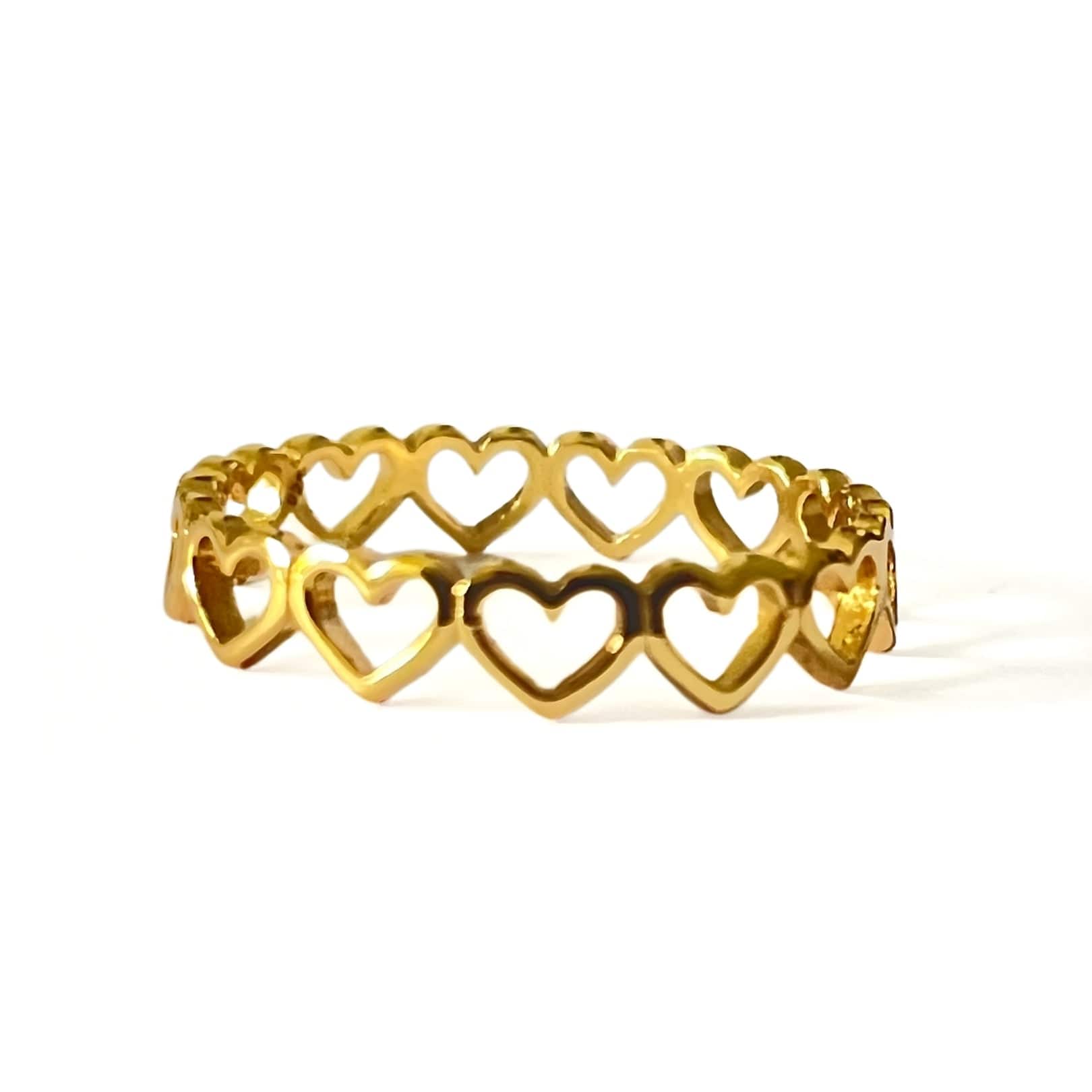Anillo Cadena Corazones Gold