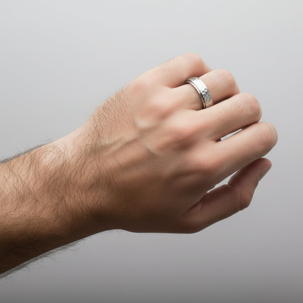 Goia ANILLO Anillo Machacado giratorio 6mm Acero Inoxidable -Plateado