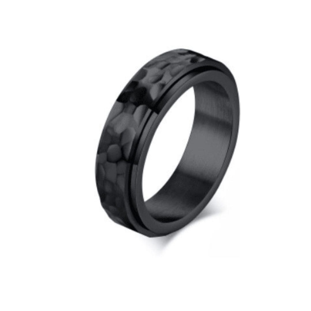 Goia ANILLO Anillo Machacado giratorio 8mm Acero Inoxidable - Negro