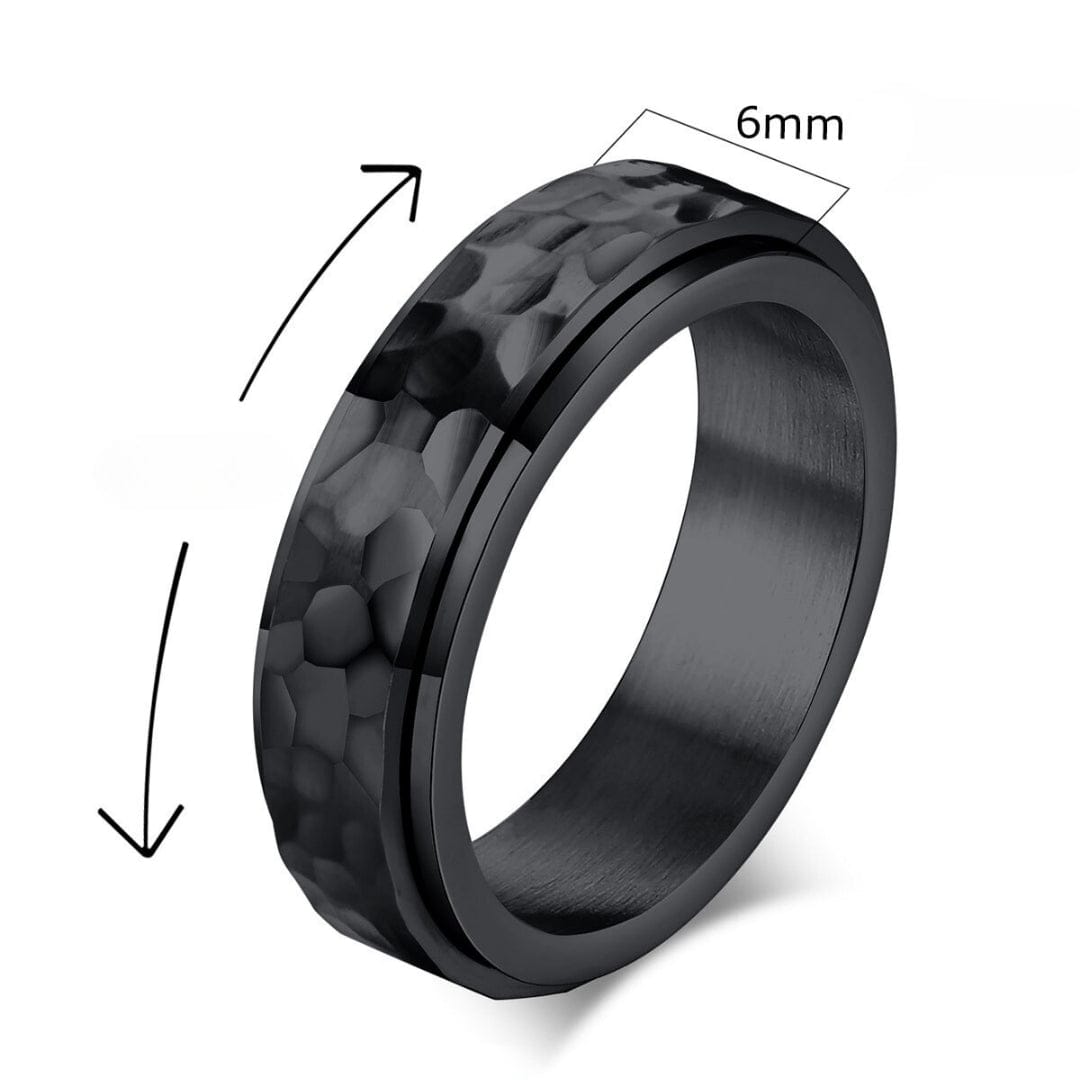 Goia ANILLO Anillo Machacado giratorio 8mm Acero Inoxidable - Negro