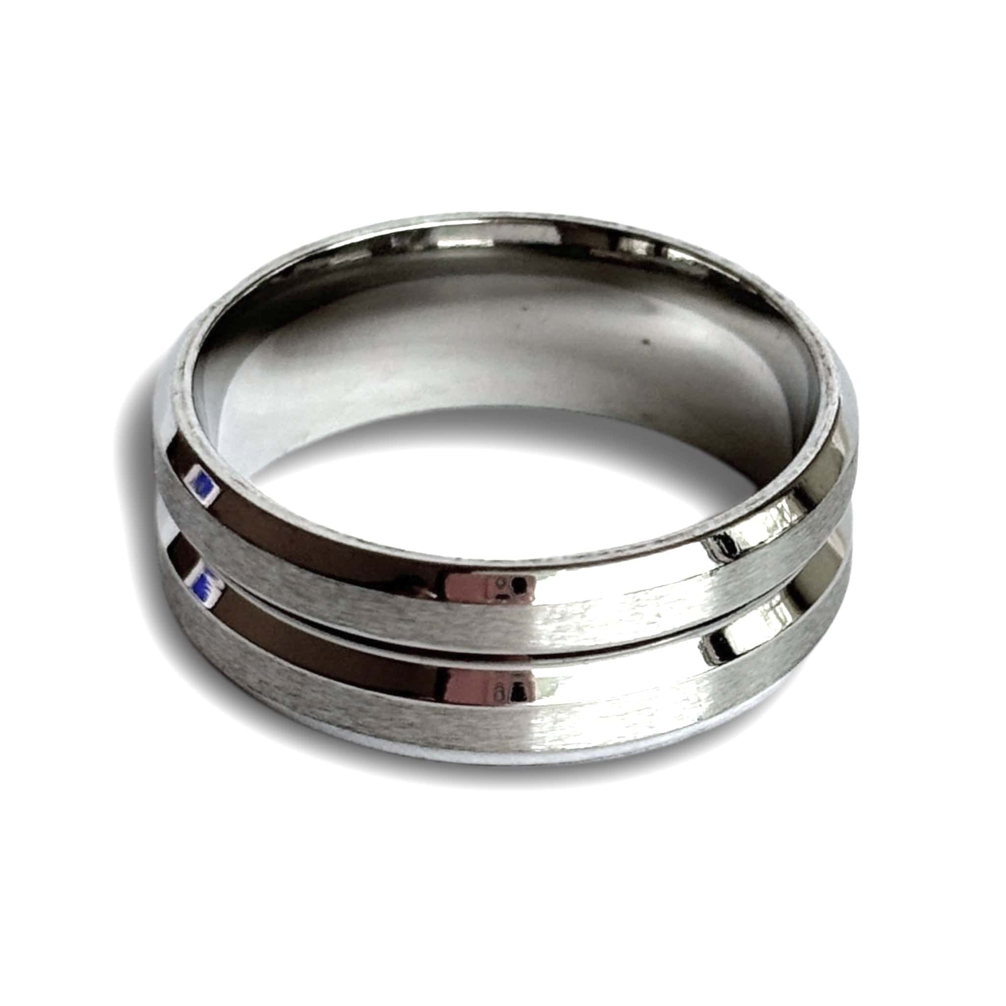 Goia ANILLO Anillo Unisex Geométrico 1 línea Calada - Acero Inoxidable - Plateado