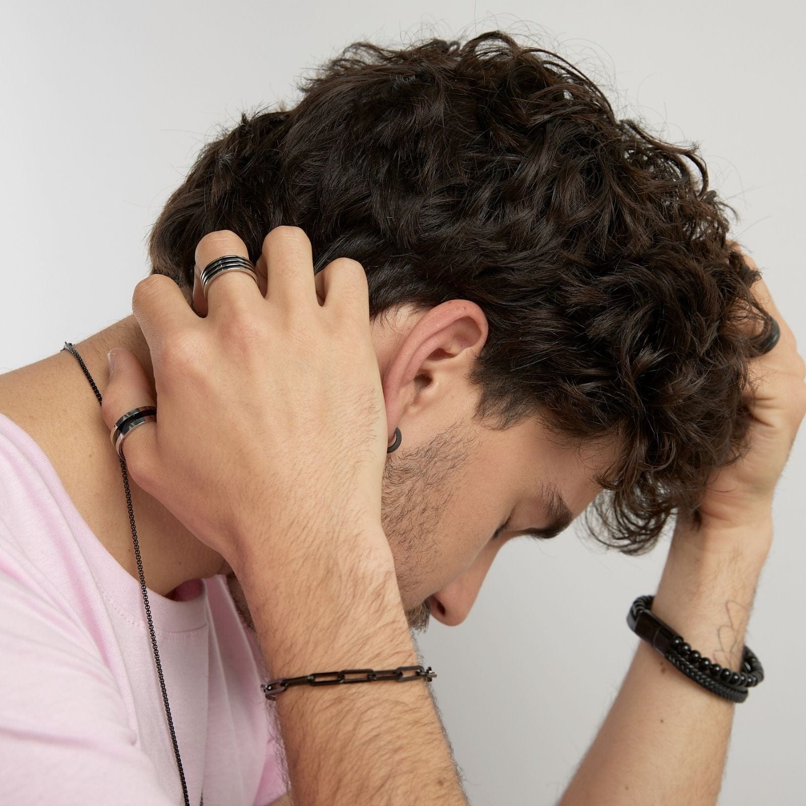 Goia ANILLO Anillo Unisex Geométrico 1 línea Negra - Acero Inoxidable