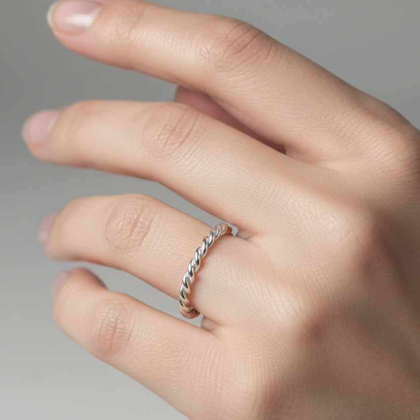 Goia Anillos Anillo Retorcido Grueso Silver