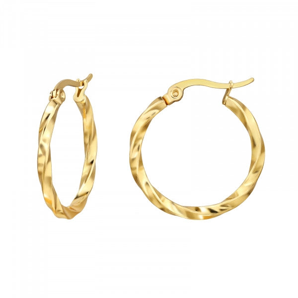 Aros Argolla Corte Diamante 20 mm acero Gold