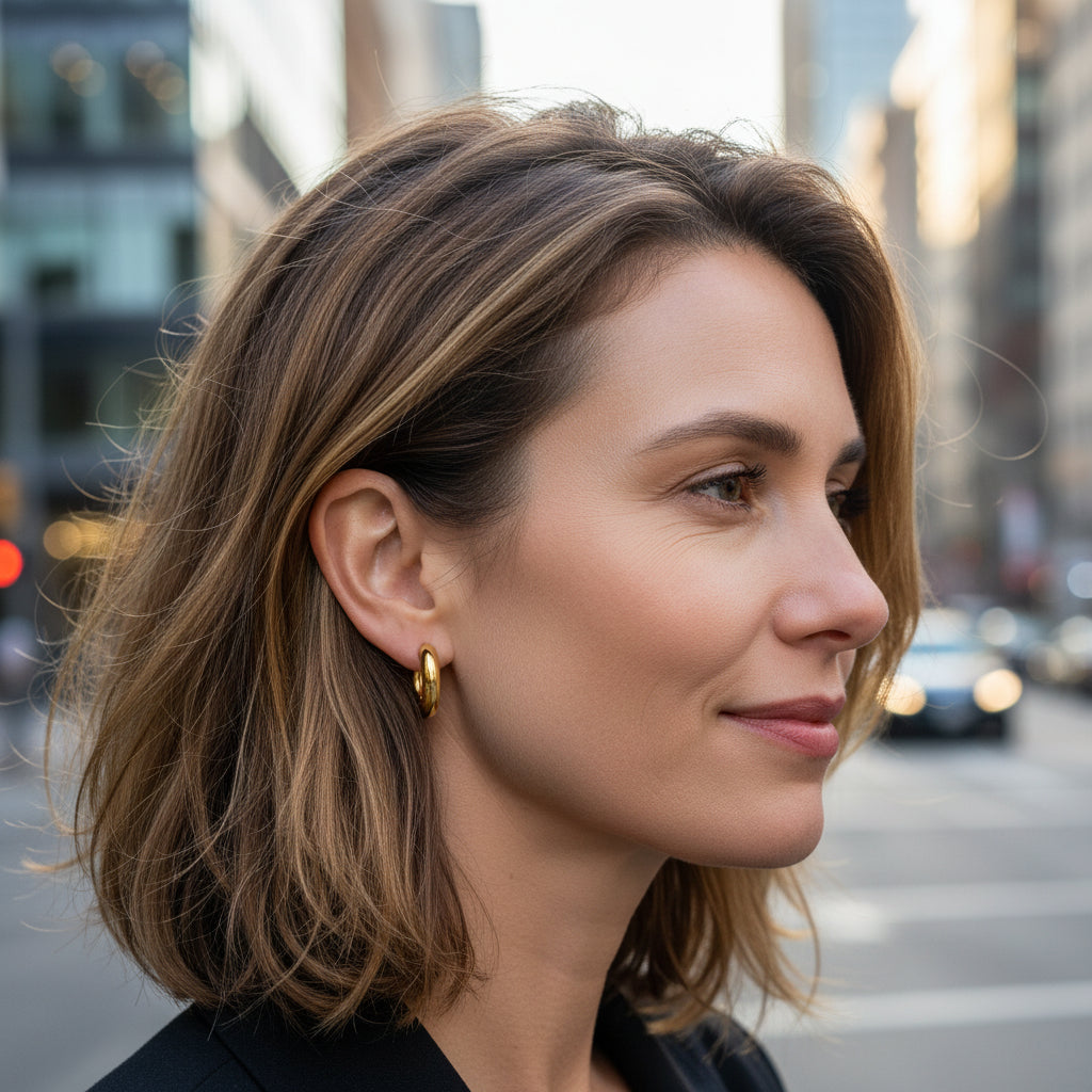 Aros Argolla Big Clip 5x12 mm acero gold