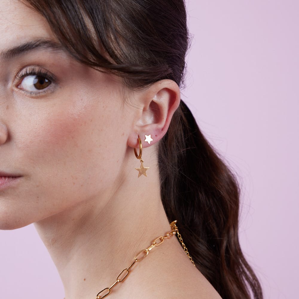 Goia AROS Aros Argolla Estrella Colgante Gold – Acero Inoxidable