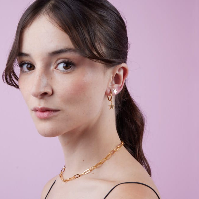 Goia AROS Aros Argolla Estrella Colgante Gold – Acero Inoxidable