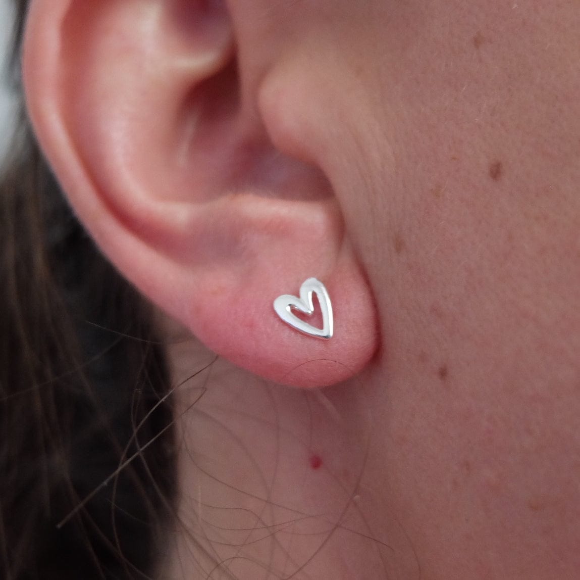 Aros Corazón Dibujado Plata