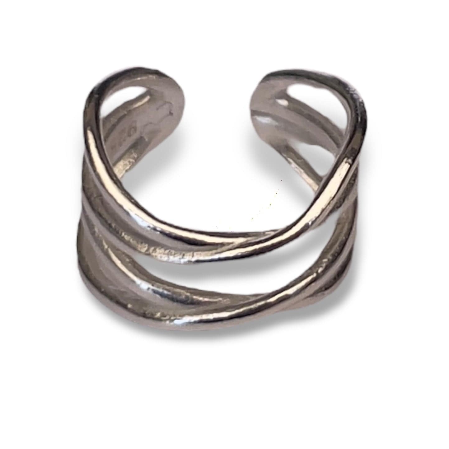 Cuff doble cruzado plata