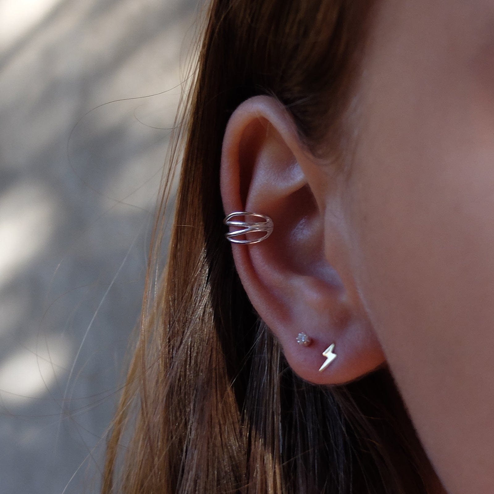 Cuff doble cruzado plata
