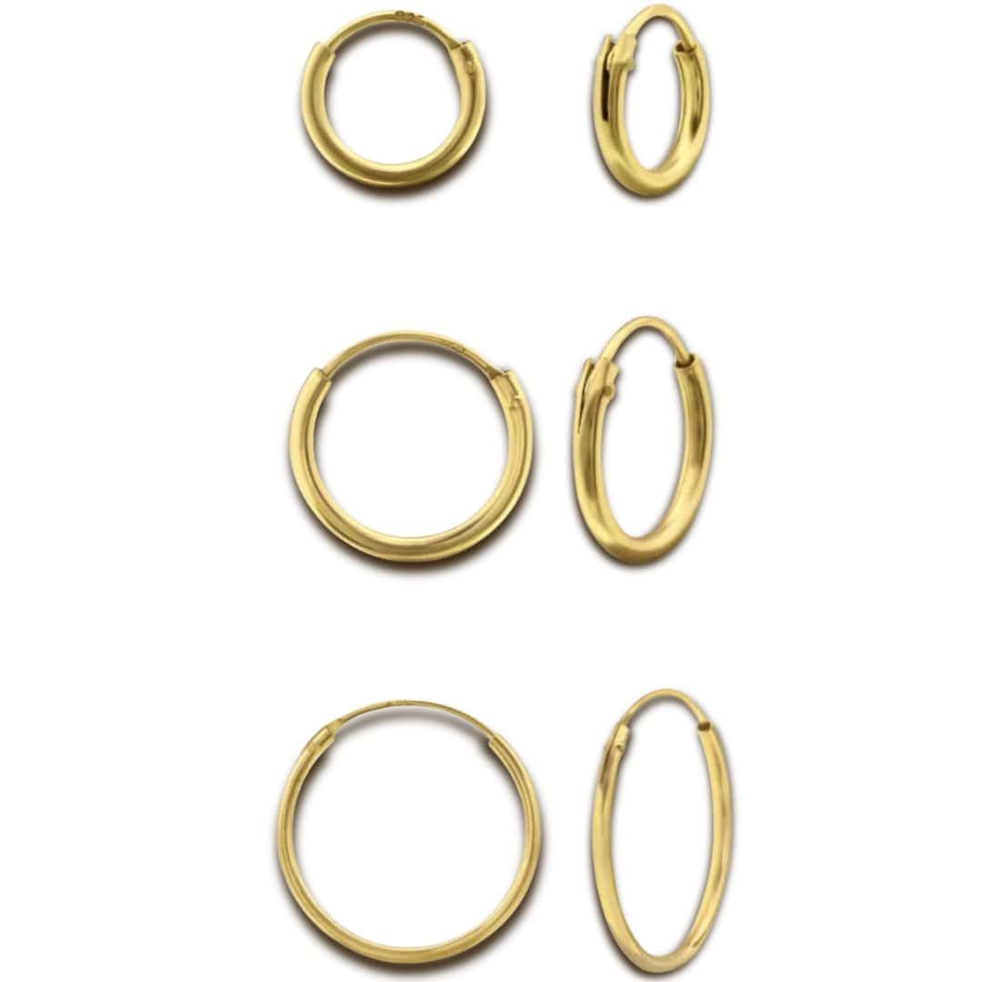 Goia Aros PACK HOOPS Argollas 8mm + argollas 12 mm + Argollas 18 mm (incluye Aros Bolita 2mm Gold de REGALO)