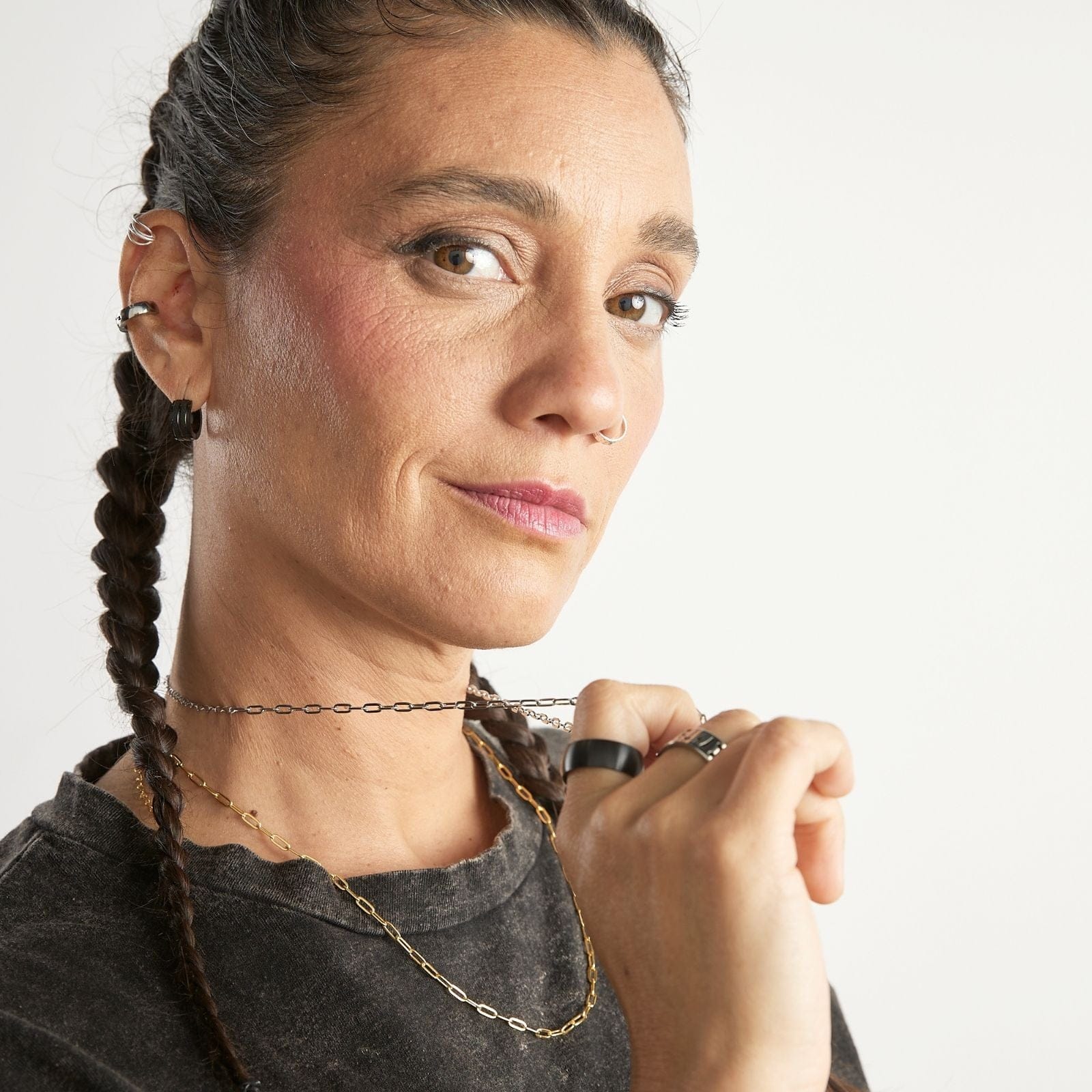 Goia COLLAR Cadena Unisex Gruesa 50 cm Plata