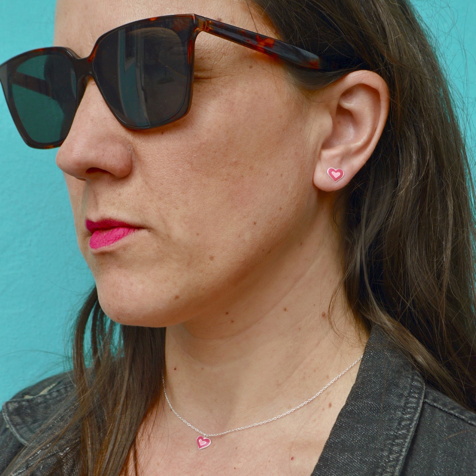 Aros Corazón Rosado