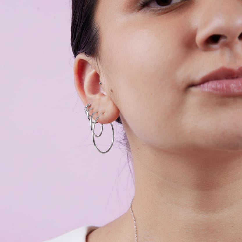 Goia Pendiente Aros argolla 25 mm plata