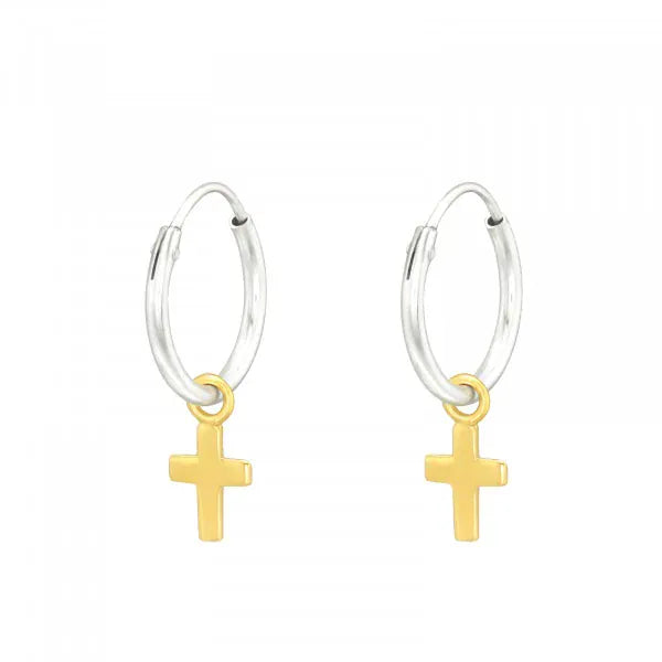 Goia Pendiente Aros argolla Cruz Colgante Bicolor