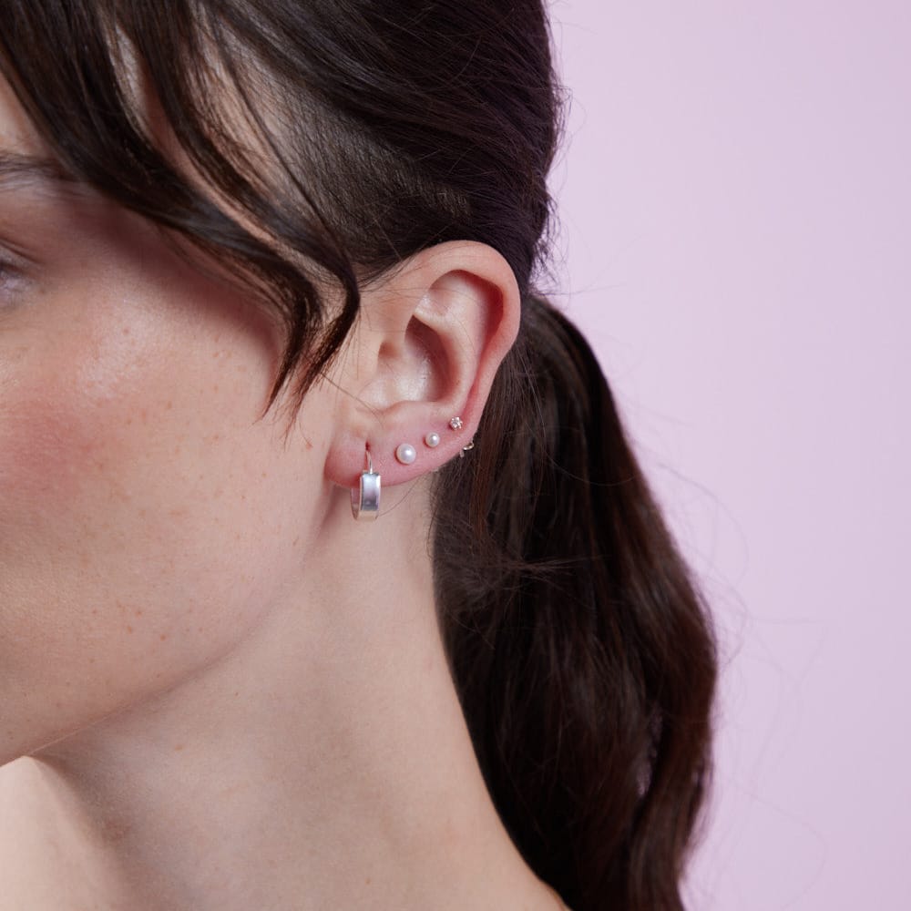 Goia Pendiente Aros Argolla Recta 14 mm Plata