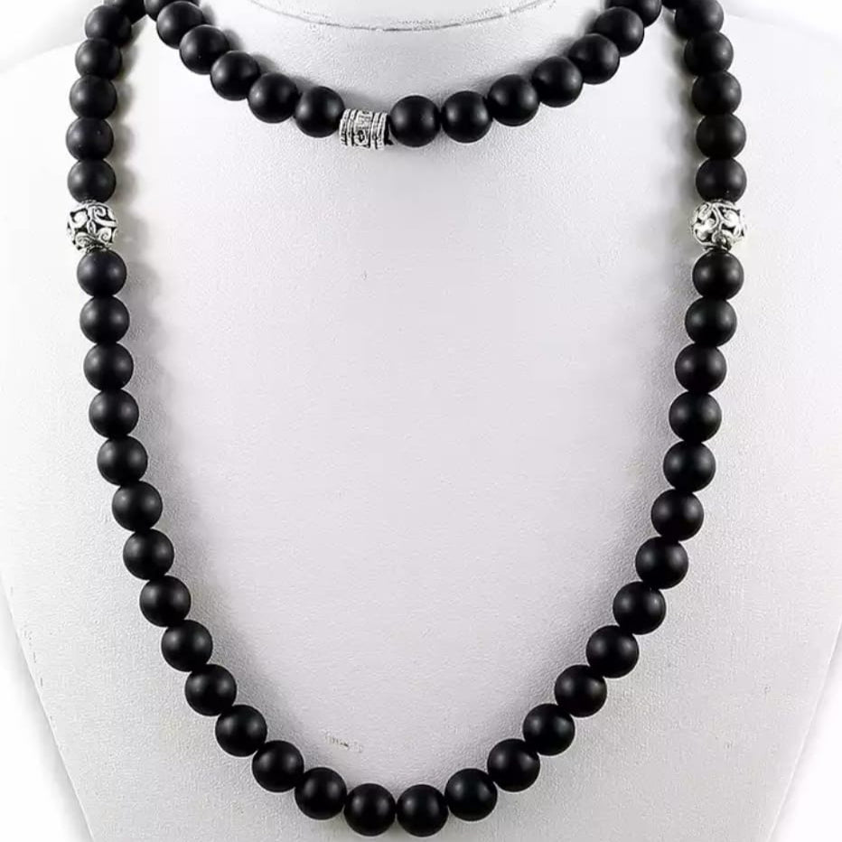 Collar piedras unisex 75 cm Silver