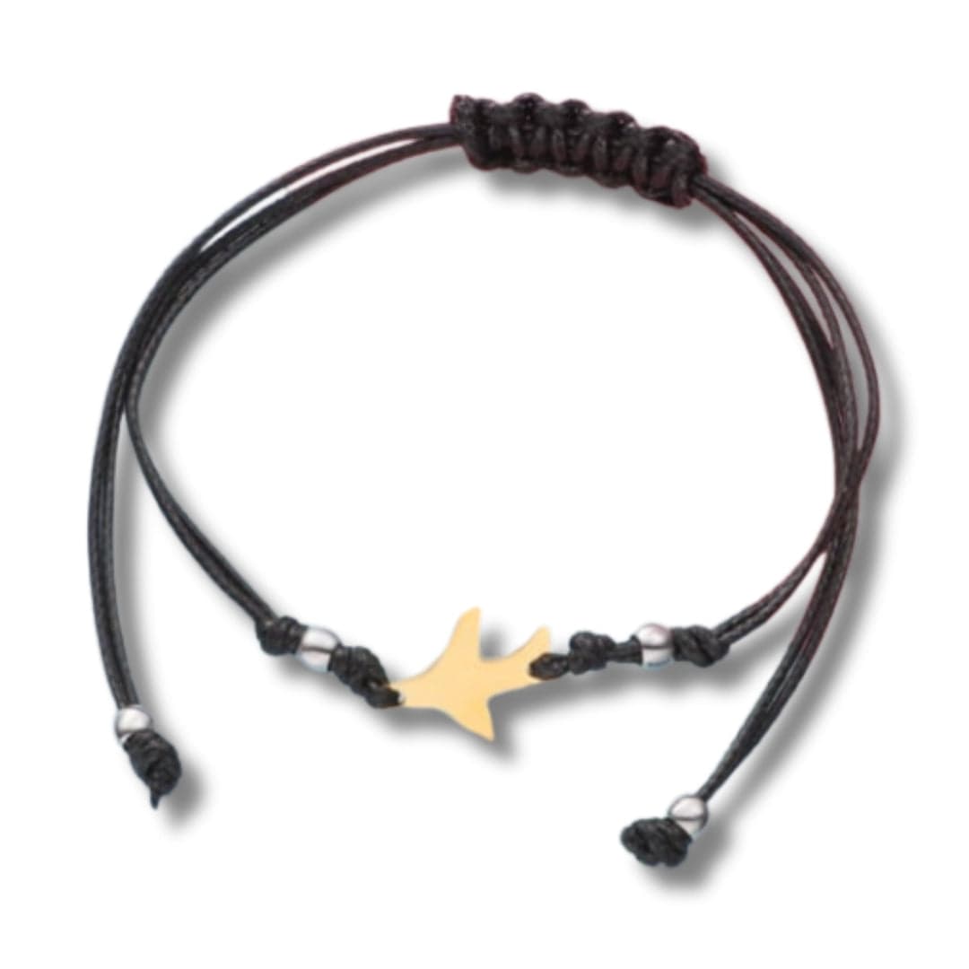 Goia PULSERA Pulsera Amuleto Avión - Acero Inoxidable - Dorado
