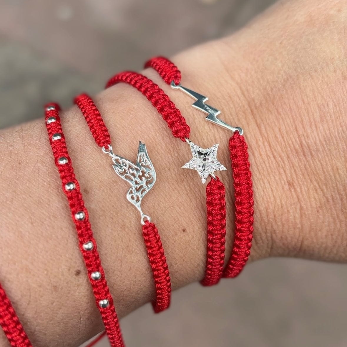 Goia Pulsera Pulsera Amuleto Bolitas Rojo