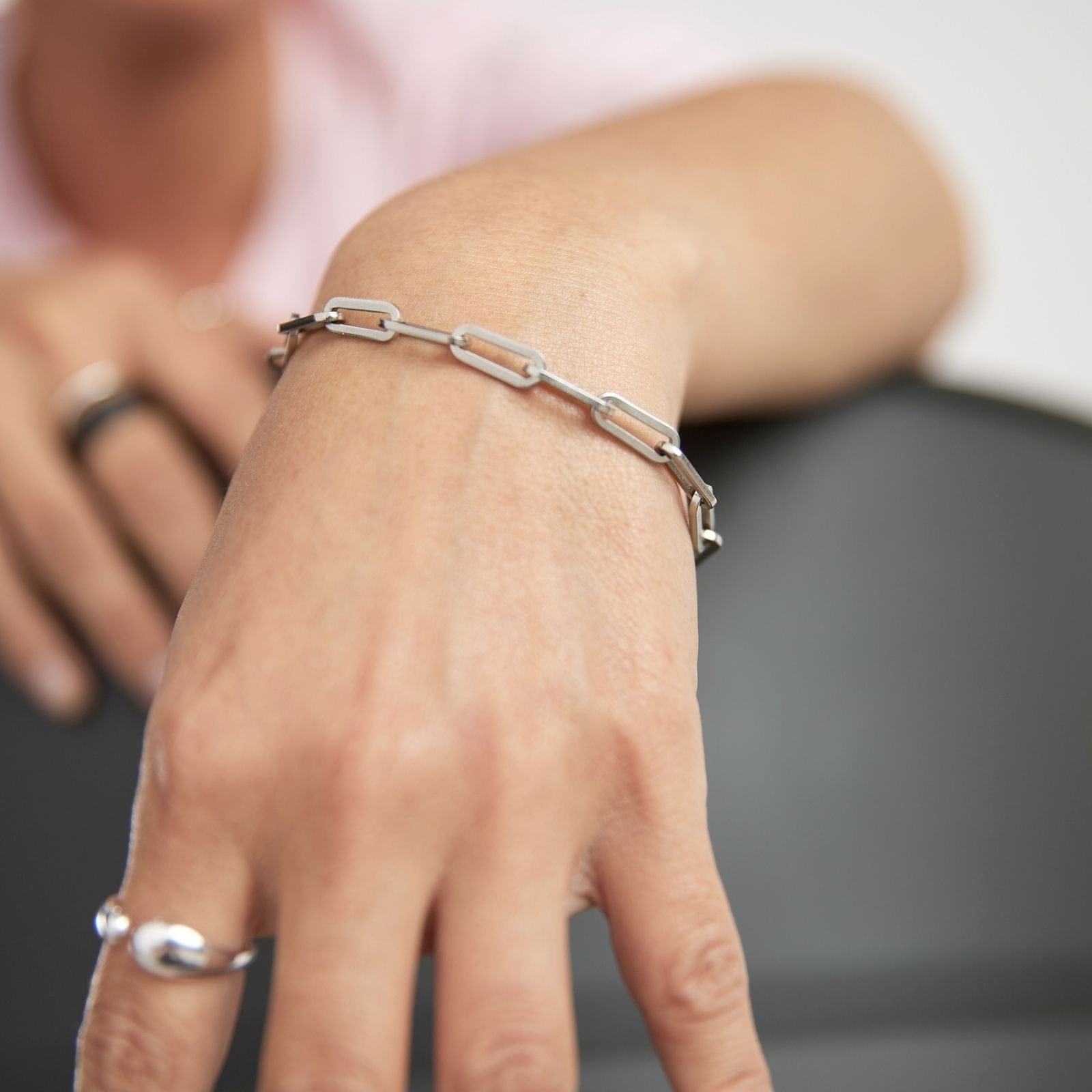 Goia PULSERA Pulsera Cadena Hip Hop 18,5 cm Acero Inoxidable - Plateada