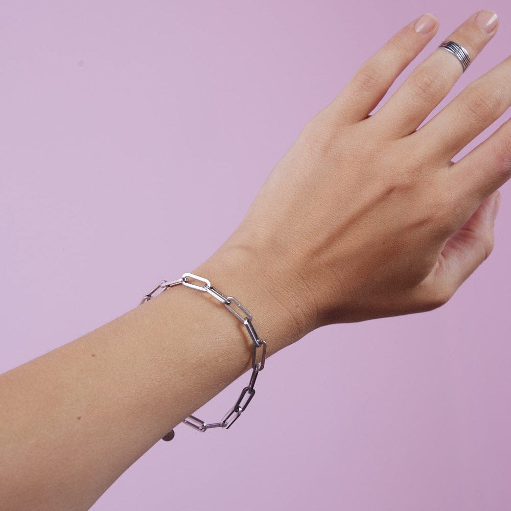 Goia PULSERA Pulsera Cadena Hip Hop 18,5 cm Acero Inoxidable - Plateada